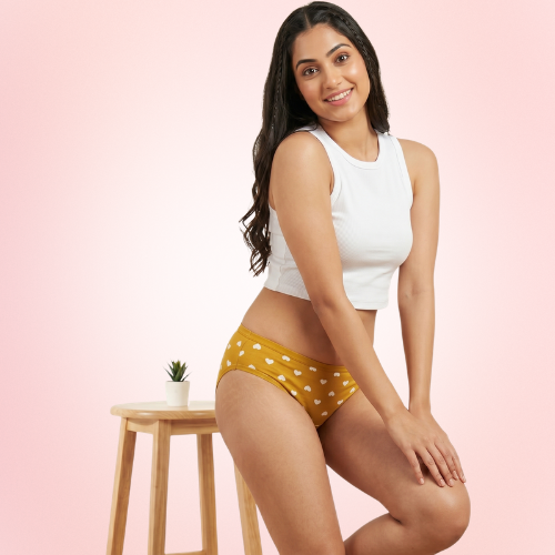 Cotton-Rich Low-Rise Printed Brief Panty For Women