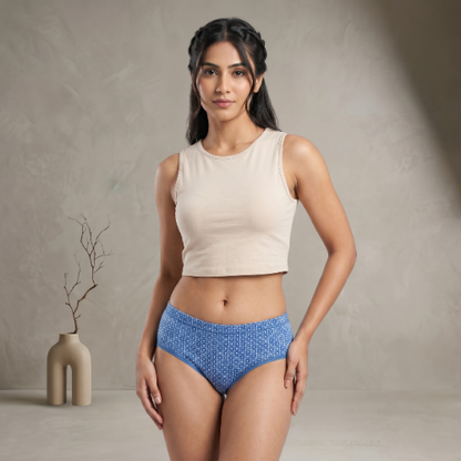 Cotton-Rich Mid-Waist Printed Brief Panty For Women