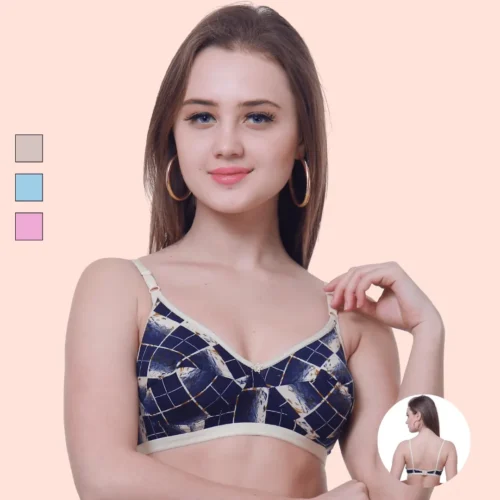 NUTEX Cotton-Rich Full Coverage Block Print Everyday Bra For Women
